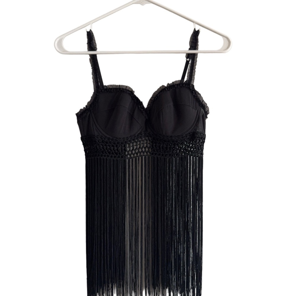 Elegant Black Fringe Bustier